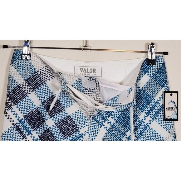 Valor Men's Size 28 Surf Board Shorts Blue Gray White Hawaiian Striped New - Picture 8 of 11